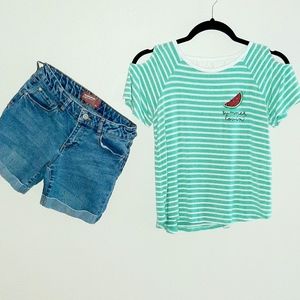 Girls Monteau Top XL & Arizona Jean Shorts 14